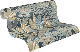 A.S. Création Tapete Floral Blau Gold Grün Gelb