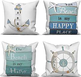 ASDCXZ 4er Set Maritim Kissenbezug 50x50 cm,