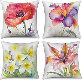 ASDCXZ Blumen Kissenbezug 40x40 cm 4er Set,