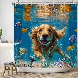 ASDCXZ Duschvorhang Hund 180x180 cm, Lustig Hund
