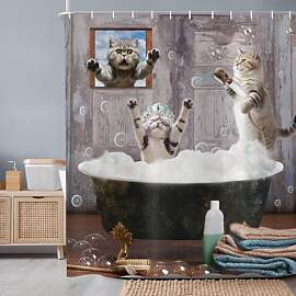 ASDCXZ Duschvorhang Lustig Katze 180x200 cm,