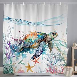 ASDCXZ Maritim Duschvorhang 180x200 cm, Aquarell