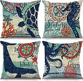 ASDCXZ Maritim Kissenbezug 40x40 cm 4er Set, Retro 