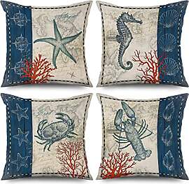 ASDCXZ Maritim Kissenbezug 40x40 cm 4er Set, Retro 