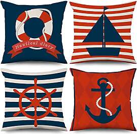 ASDCXZ Maritim Kissenbezug 40x40 cm 4er Set, Rot