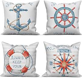 ASDCXZ Maritim Kissenbezug 45x45 cm 4er Set, Rot