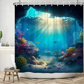 ASDCXZ Meeresboden Duschvorhang 180x180 cm, Blau