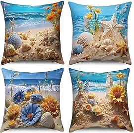 ASDCXZ Ozean Kissenbezug 40x40 cm 4er Set, Strand