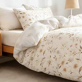 AShanlan Bettwäsche 135x200 Beige Weiß Blumen