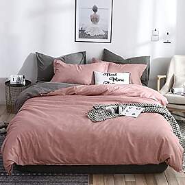 AShanlan Bettwäsche 135x200 Rosa Grau Bettbezug