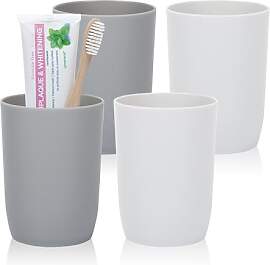 AstraLoom 4 Stück Zahnputzbecher Set - Stapelbare 