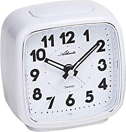 Atlanta Wecker ohne Ticken mit Licht Analog Weiß