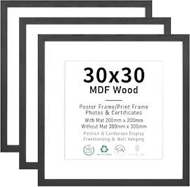 ATOBART 30x30cm Schwarz Bilderrahmen MDF Holz,3er