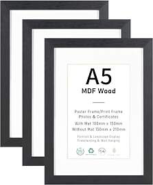 ATOBART Bilderrahmen A5 Schwarz Holz Fotorahmen