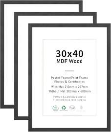 ATOBART Schwarz Bilderrahmen 30x40cm MDF Holz,3er
