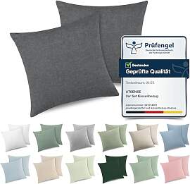 ATsense 2er Set Kissenbezug 40x40 cm - Gewaschene