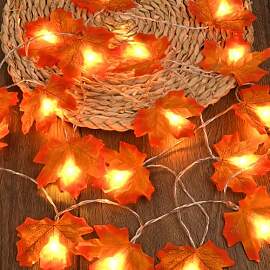AUAUY 3 m Ahornblatt Lichterkette, 20 LED Herbst