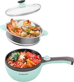 Audecook Elektrische Hot Pot mit Dampfgarer, 1,5