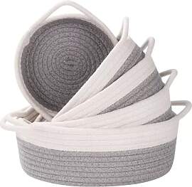 Aufbewahrungskorb Geflochten Grau, 5er Set