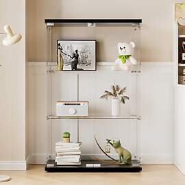 AUFHELLEN Glasvitrine Standvitrine in Schwarz,