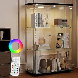 AUFHELLEN Glasvitrine Standvitrine mit LED in
