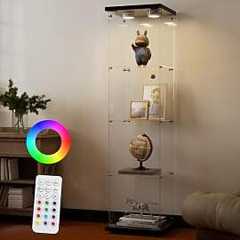 AUFHELLEN Glasvitrine Standvitrine mit LED in