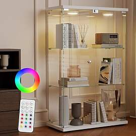 AUFHELLEN Glasvitrine Standvitrine mit LED in