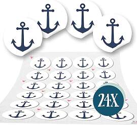 Aufkleber Anker, 24er Set: Maritime Sticker, Deko