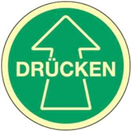Aufkleber Türschild Drücken mit Pfeil |