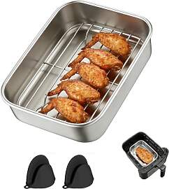 Auflaufform Edelstahl mit Abtropfgitter und