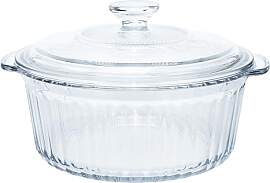 Auflaufformen mit Deckel und Griff 2,5L, Rund Glas 