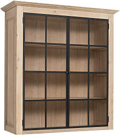Aufsatz Bücherschrank mit Glastüren Massivholz