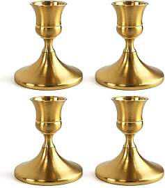 AUMAYCO Kerzenständer Messing Gold 4 Set, Vintage 