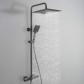 Auralum Thermostat Duschsystem Komplettset Schwarz 