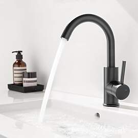 Auralum Wasserhahn Bad Schwarz, 360° Drehbar