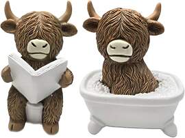 Aurelx 2 Stück Highland Cow Badezimmer Deko,