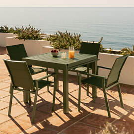 Ausziehbarer Tisch-set 90-180x90 Cm Aus Aluminium