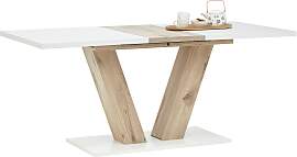 Ausziehtisch Hamm T Weiß/Eiche ca. 140-180x90x76cm