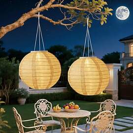 Auting Solar lampions außen, 2 Stück 20cm Solar