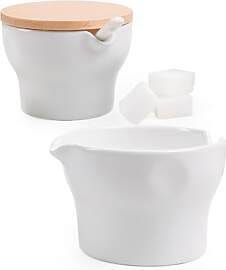 Autumnlife Milch und Zucker Set aus Keramik, Weiß 