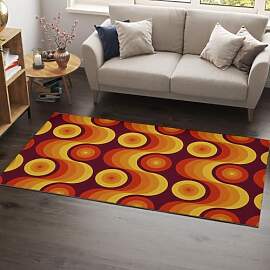 AUWUUA Orange Braun Abstrakte Geometrische Teppich 