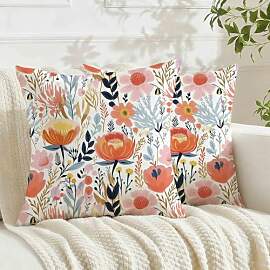 Avalune Kissenbezug Frühling 45x45 Blumen Rosa