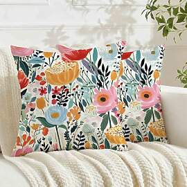 Avalune Kissenbezug Frühling 50x50 Blumen Blau