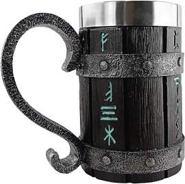 AXVRAV Viking Wooden Barrel Beer Mug 600 ml,