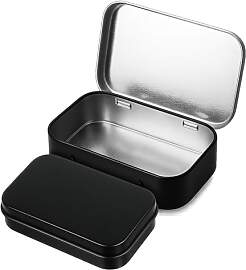 Aysatogc Kleine Dose Metal Tin Schwarz