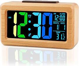 Ayybboo Wecker Digital Holz,Große LED-Anzeige mit 