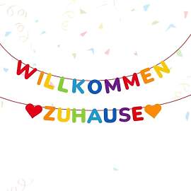 Azlanway Willkommen Zuhause Girlande bunt,