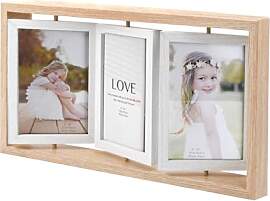 Azonelife Rustikal Holz 3 Falten Fotorahmen,