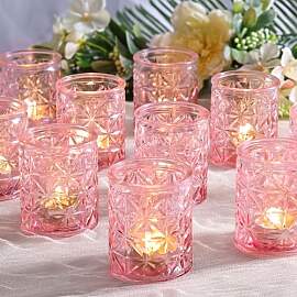 Azuritek 12 Stück Rosa Teelichthalter, Glas