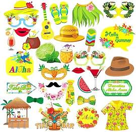 AZWOOD Hawaii Fotobox Accessoires, 33 Stück